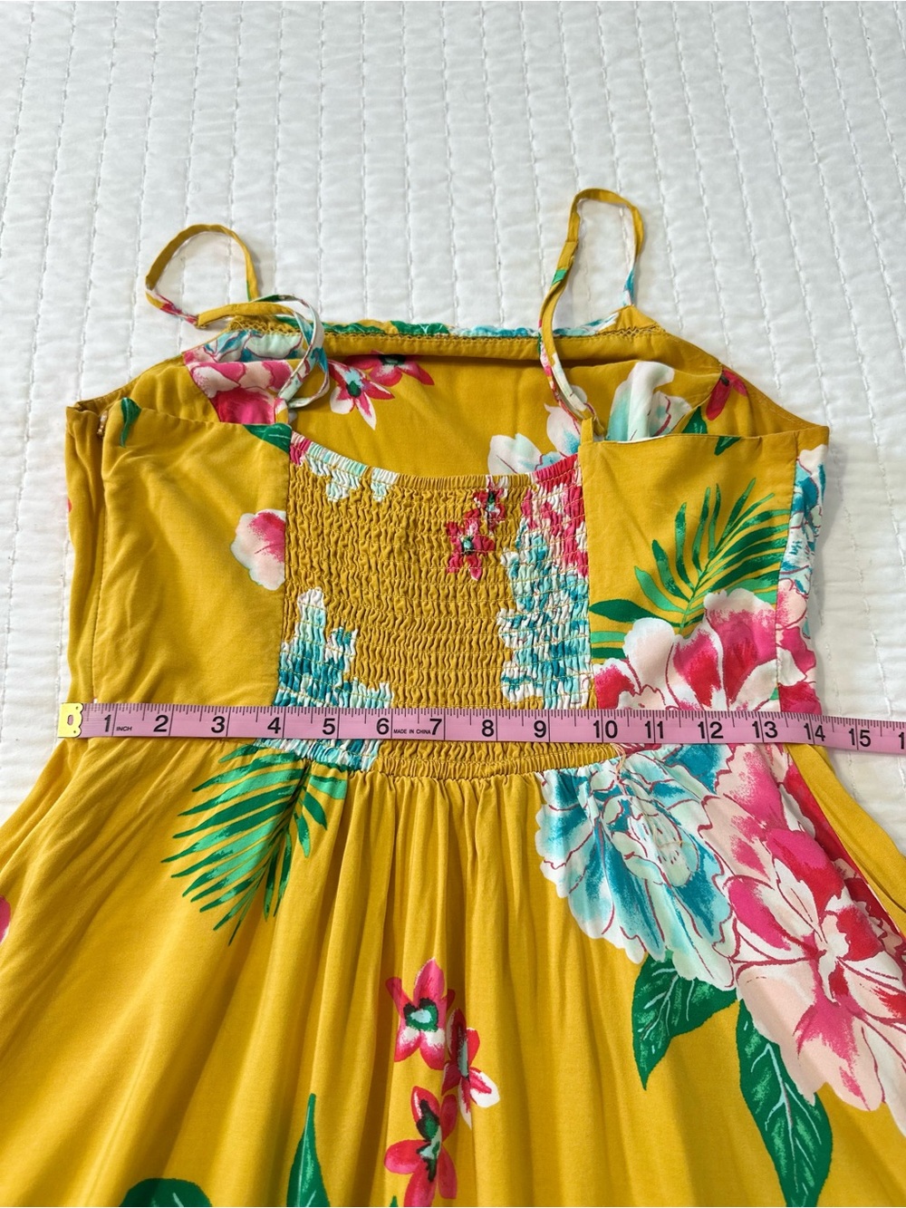 Old Navy Women’s M Viscose Blend Yellow Floral Fit-and-Flare Sundress Summer - Picture 9 of 13